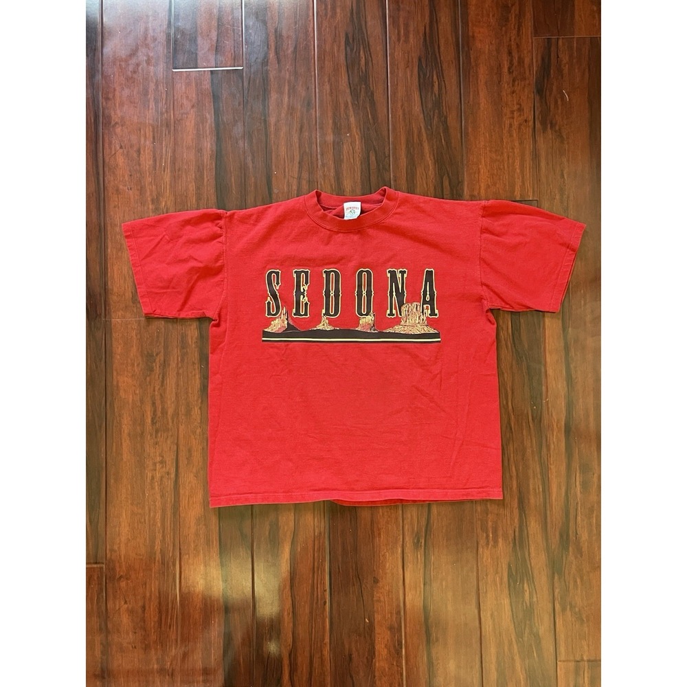Sedona Arizona Tee Shirt Red Vintage Single Stitch Made In USA Men's Size Medium